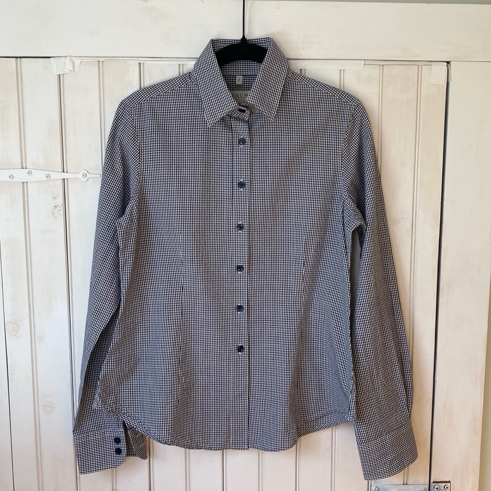 Pauw Amsterdam Blue & White Gingham Button-Up Shirt Size 2 Blouse